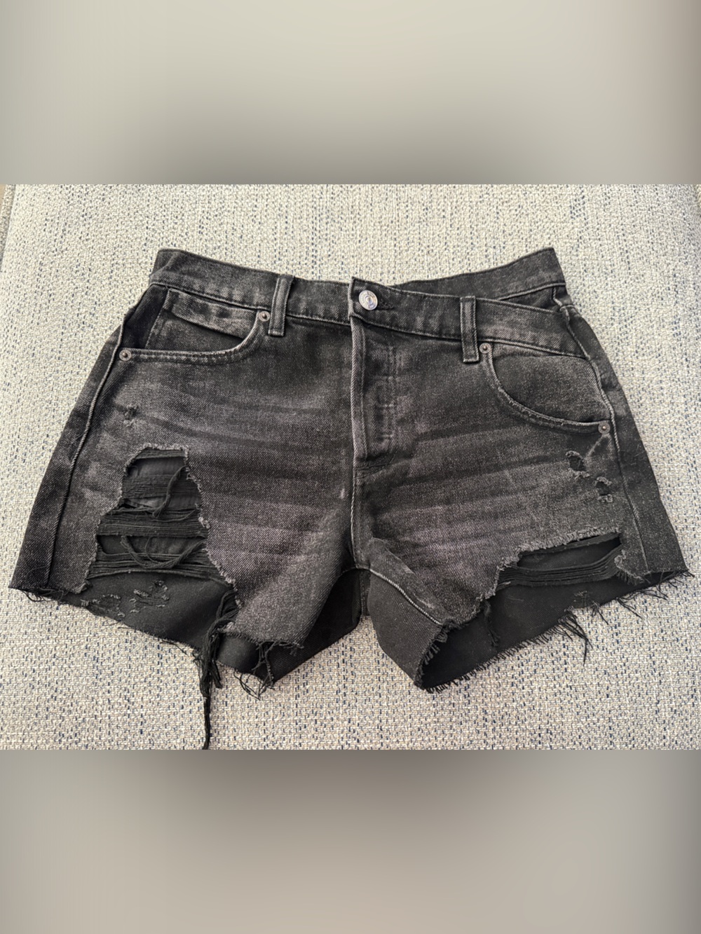We The Free Black Distressed Denim Cutoff Shorts